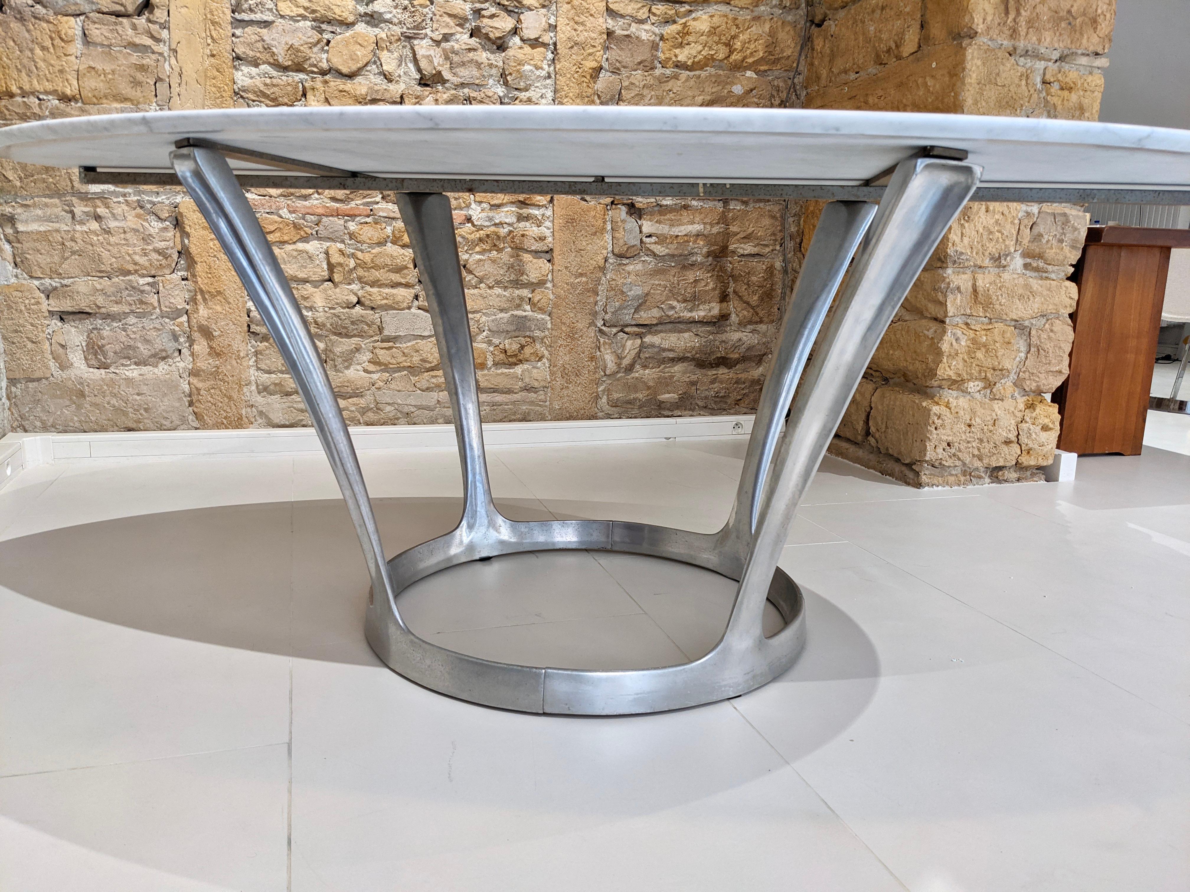 Oval Table in Marble by Michel Charron 1