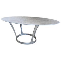 Oval Table in Marble by Michel Charron