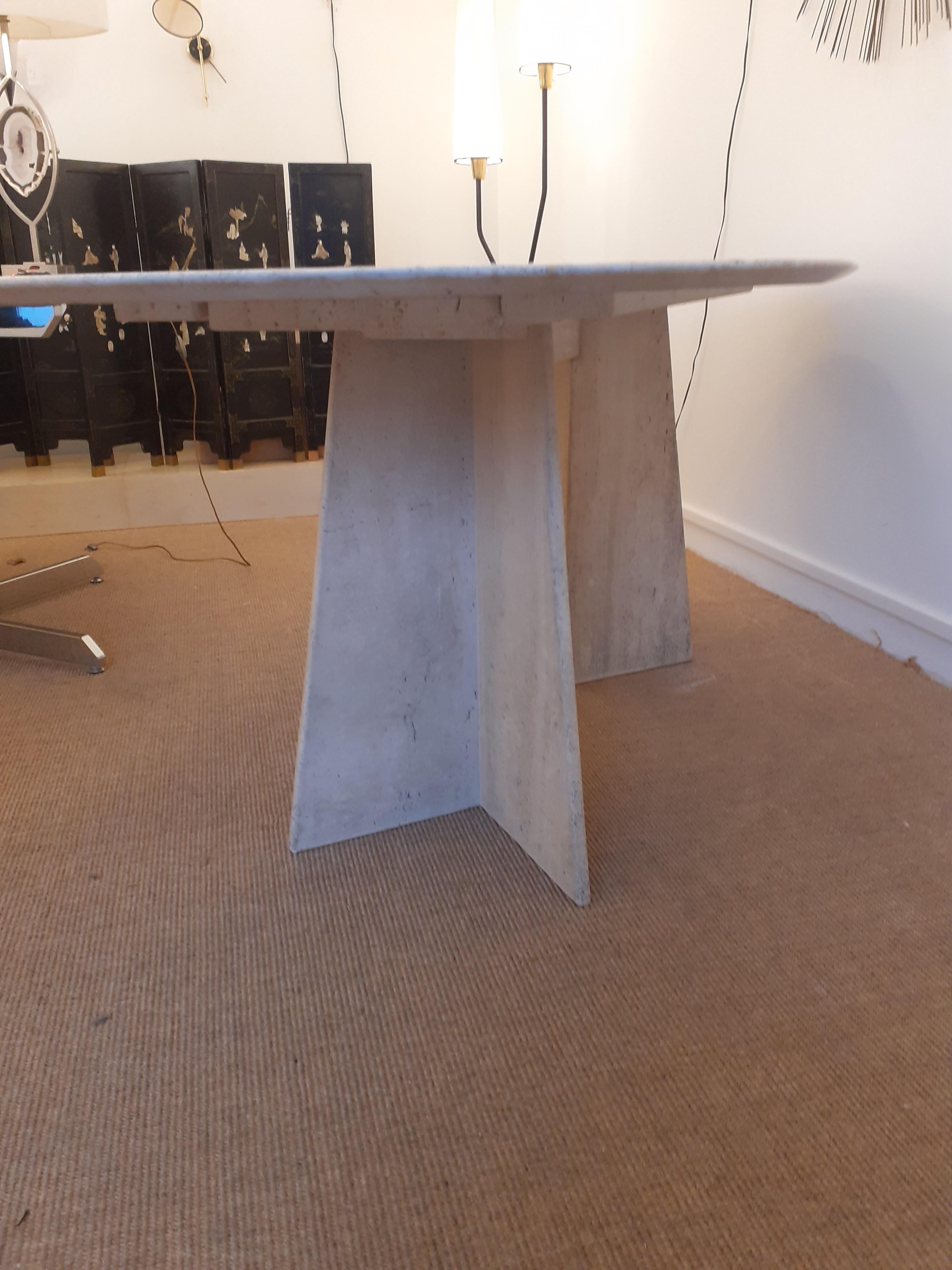 Oval Table in Natural Travertine Artélano, circa 1980 1