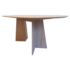 Oval Table in Natural Travertine Artélano, circa 1980