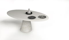 Oval table Minotti Italia Malone design Saverio Incombenti - Concrete white