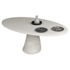 Oval table Minotti Italia Malone design Saverio Incombenti - Concrete white