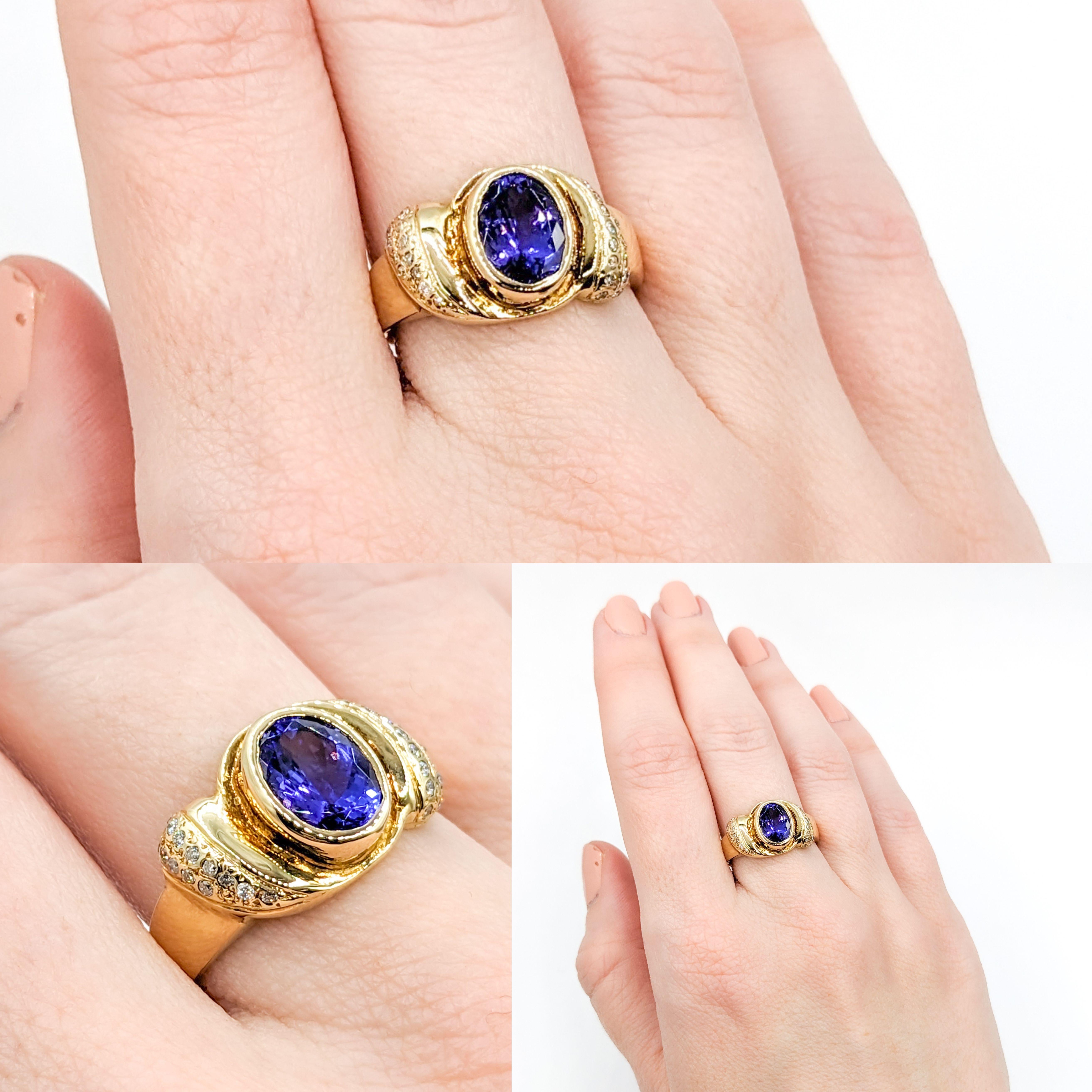 Oval Tanzanite & Diamond Cocktail Ring in Gold  For Sale 5