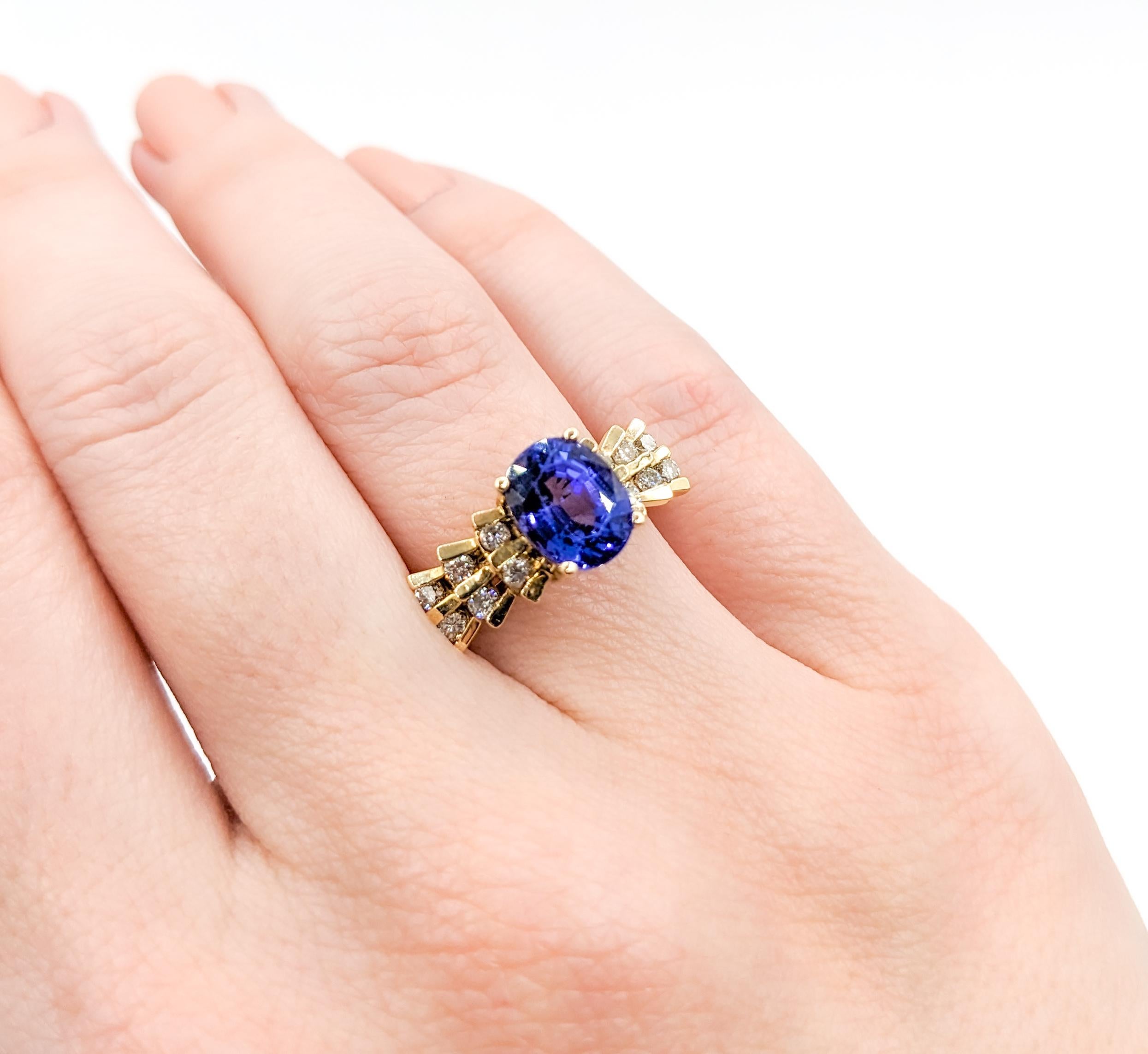1.90ct Oval Tanzanite & Diamond Cocktail Ring For Sale 2