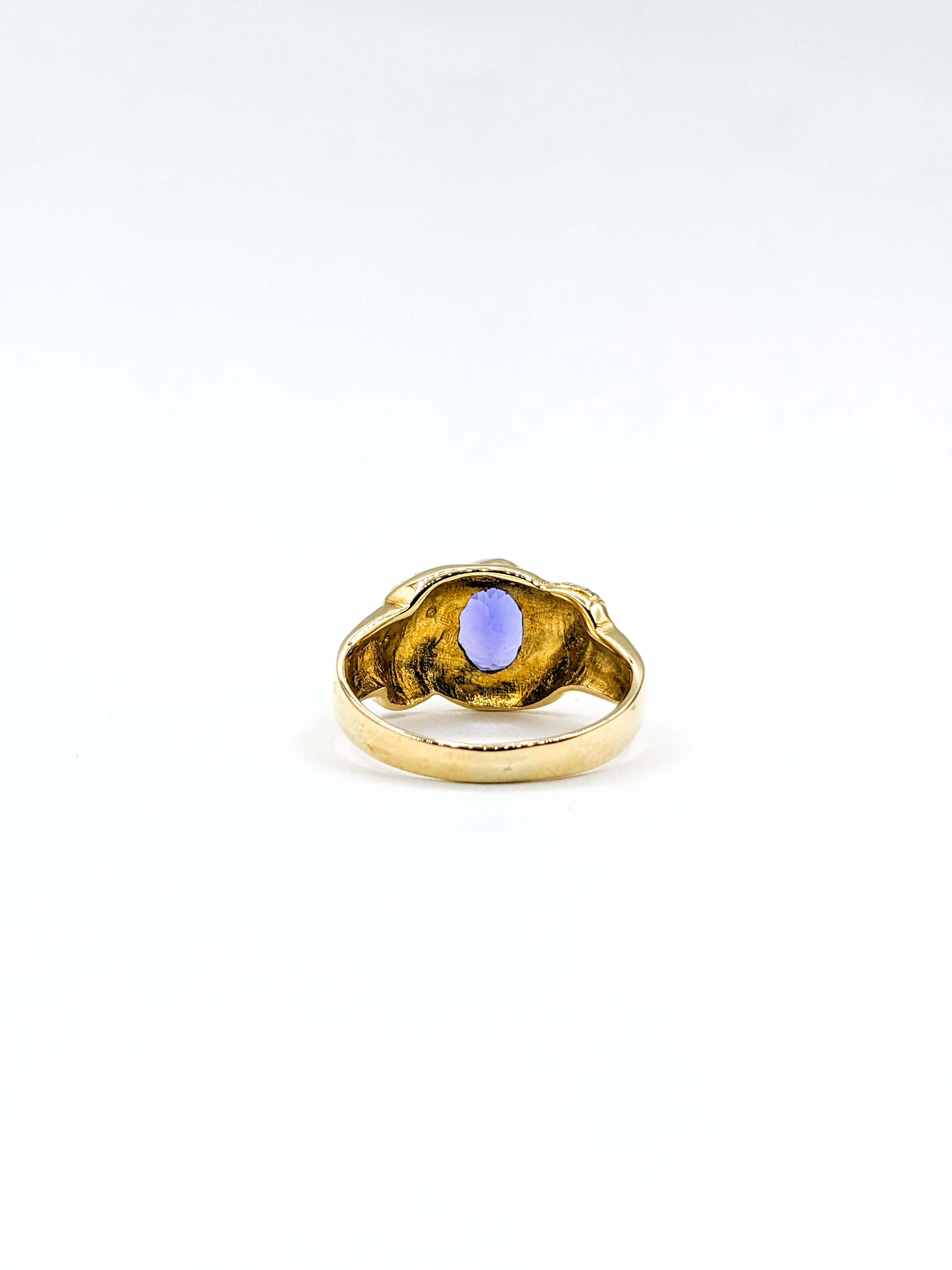 Oval Tanzanite & Diamond Cocktail Ring in Gold  For Sale 4