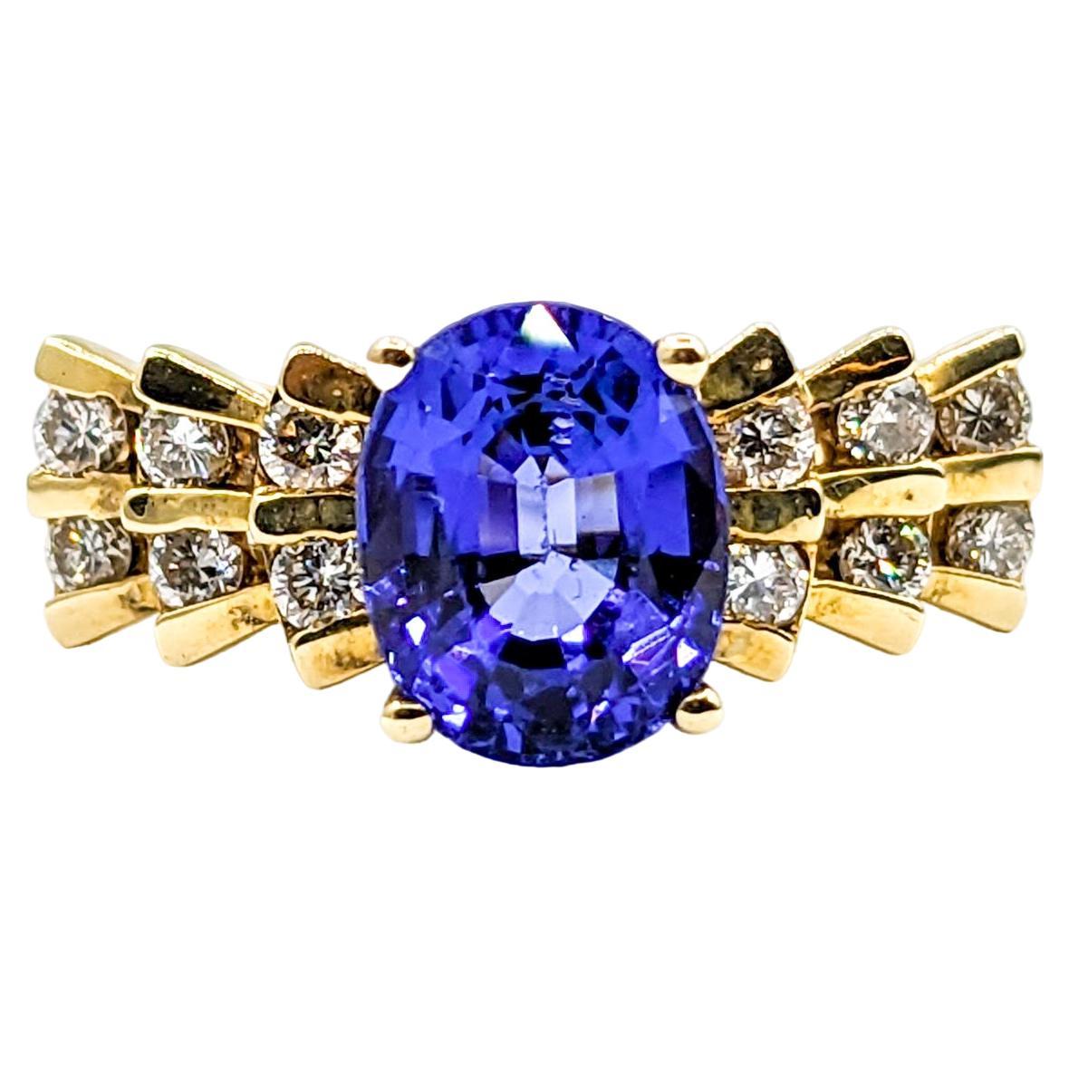 1.90ct Oval Tanzanite & Diamond Cocktail Ring For Sale
