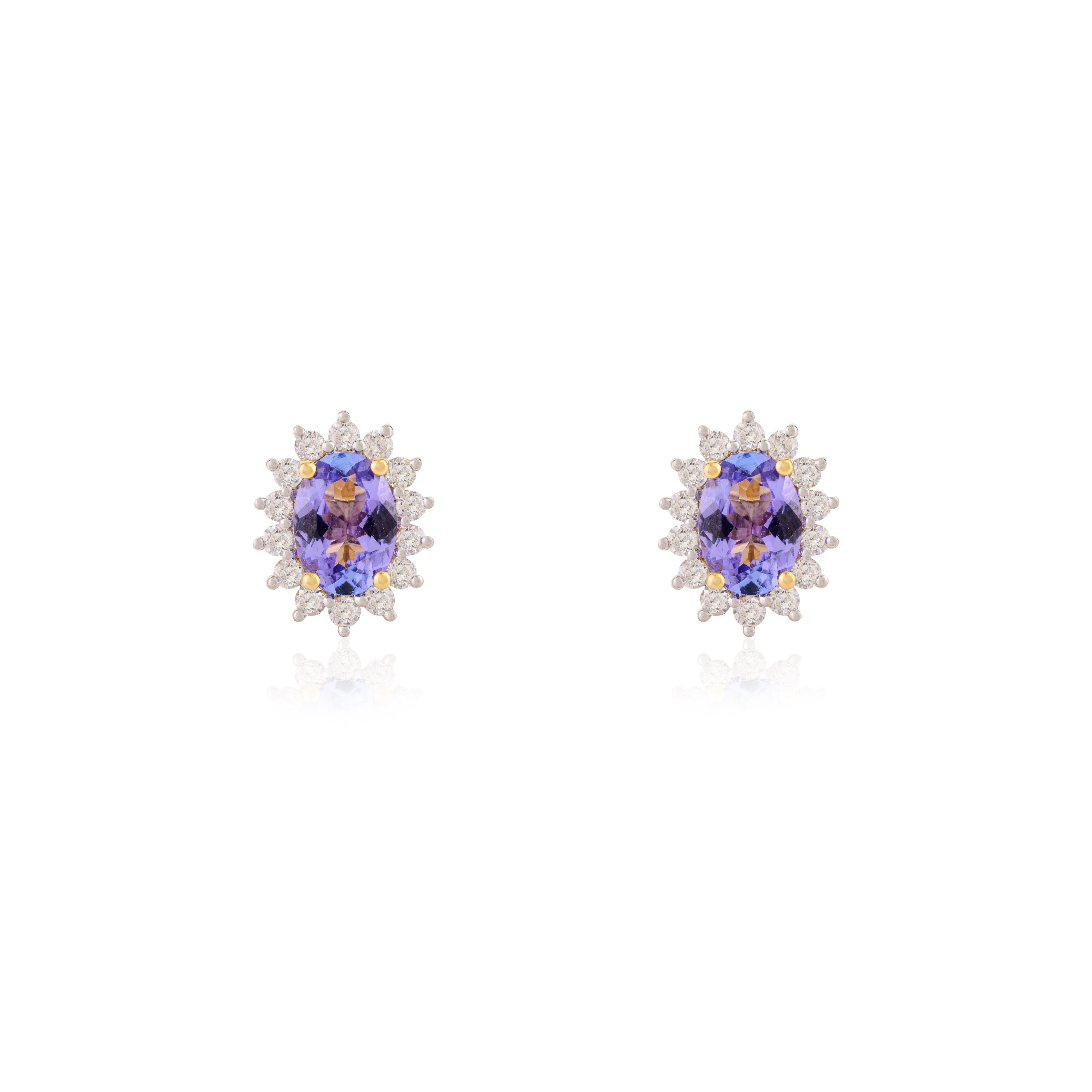 Art nouveau Boucles d'oreilles ovales en or jaune 14 carats pour elle en vente