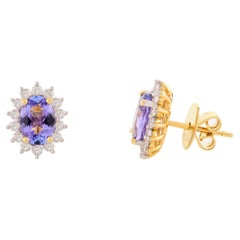 Boucles d'oreilles ovales en or jaune 14 carats pour elle