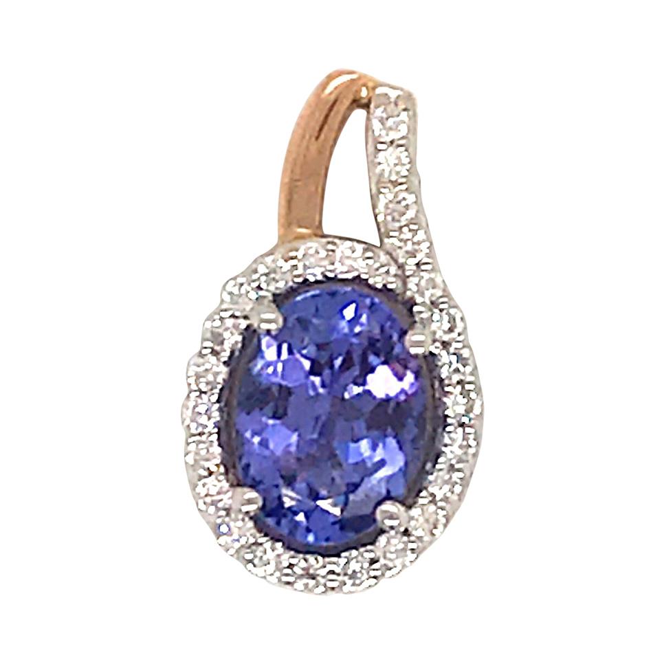 Oval Tanzanite Diamond Pendant 1.49 Carat 14 Karat White Gold