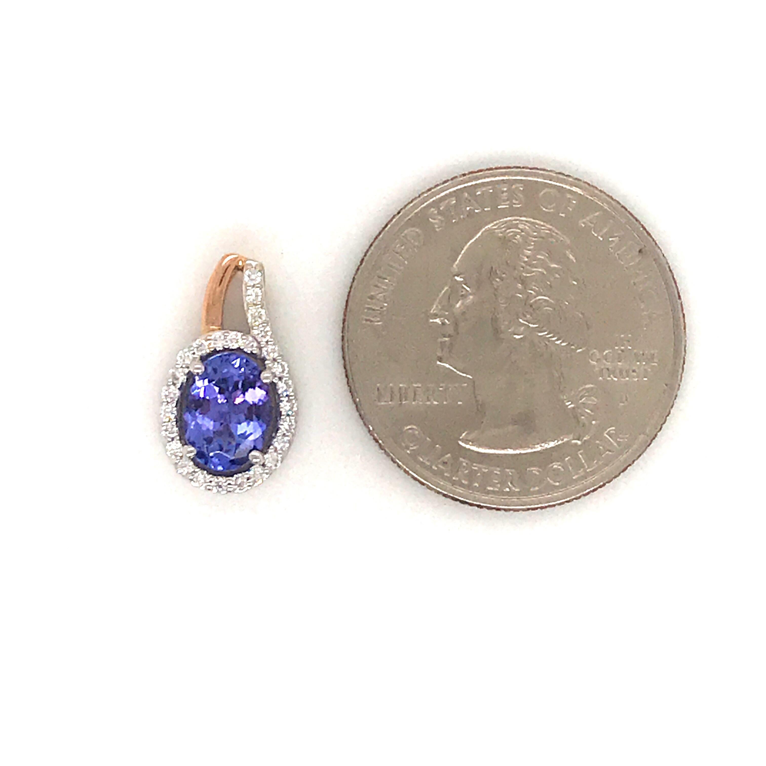 Contemporary Oval Tanzanite Diamond Pendant 1.49 Carat 14 Karat White Gold