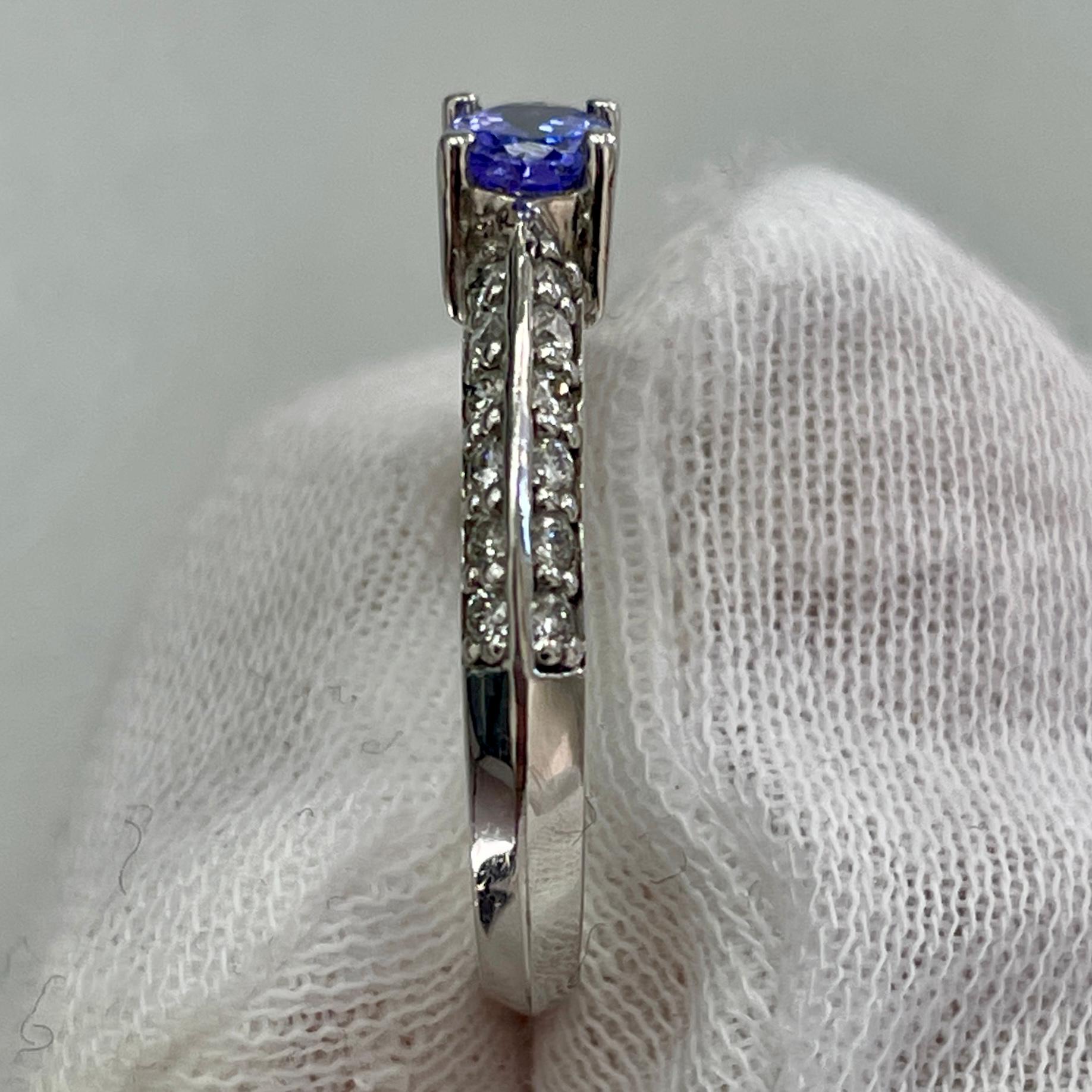 Oval Cut Oval Tanzanite & Diamond White Gold Ring For Sale