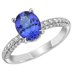 Oval Tanzanite with Diamond SET IN 14K White Gold Ring