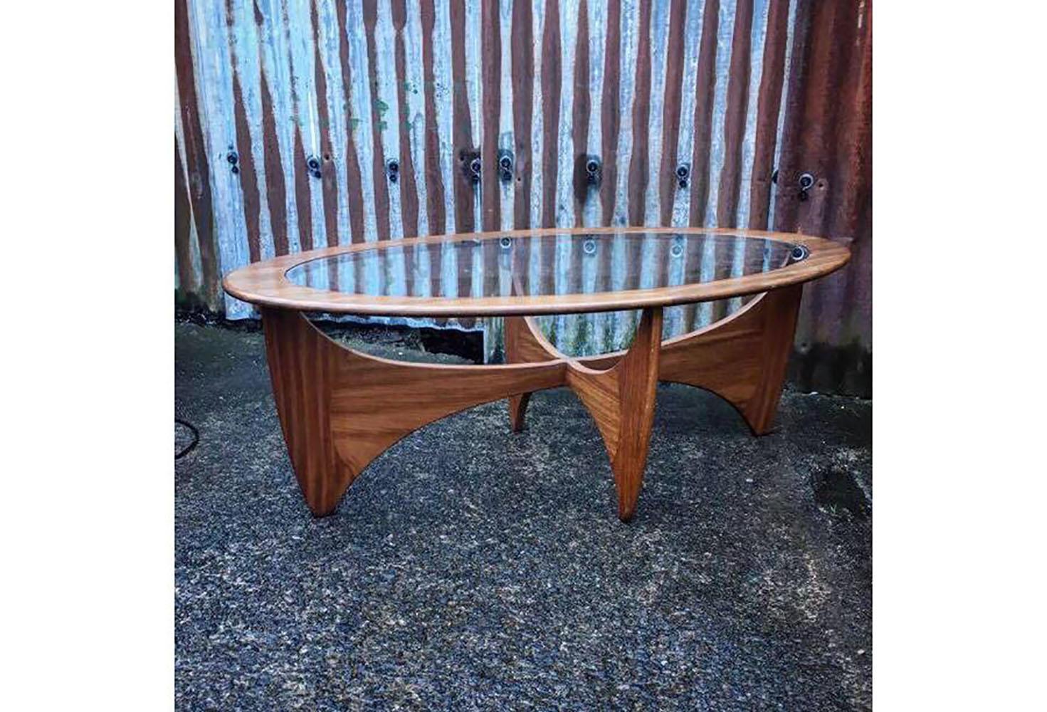 Mid-Century Modern Oval Teak Coffee Table with Glass Top by G Plan For Sale