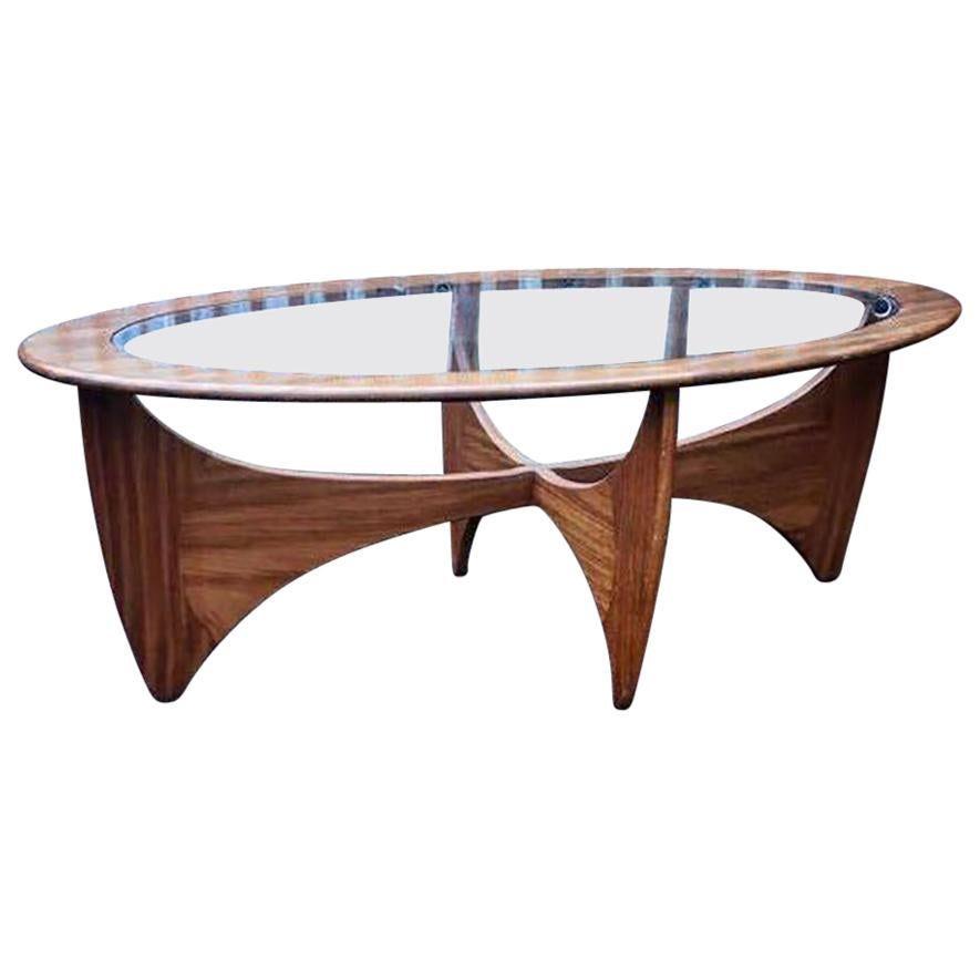 Oval Teak Coffee Table with Glass Top by G Plan For Sale