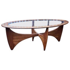 Oval Teak Coffee Table with Glass Top by G Plan