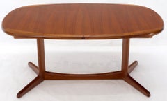 Oval Teak Danish Mid-Century Modern Dining Table with Two Extension Leaves