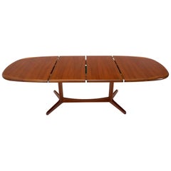 Oval Teak Danish Mid-Century Modern Dining Table with Two Extension Leaves