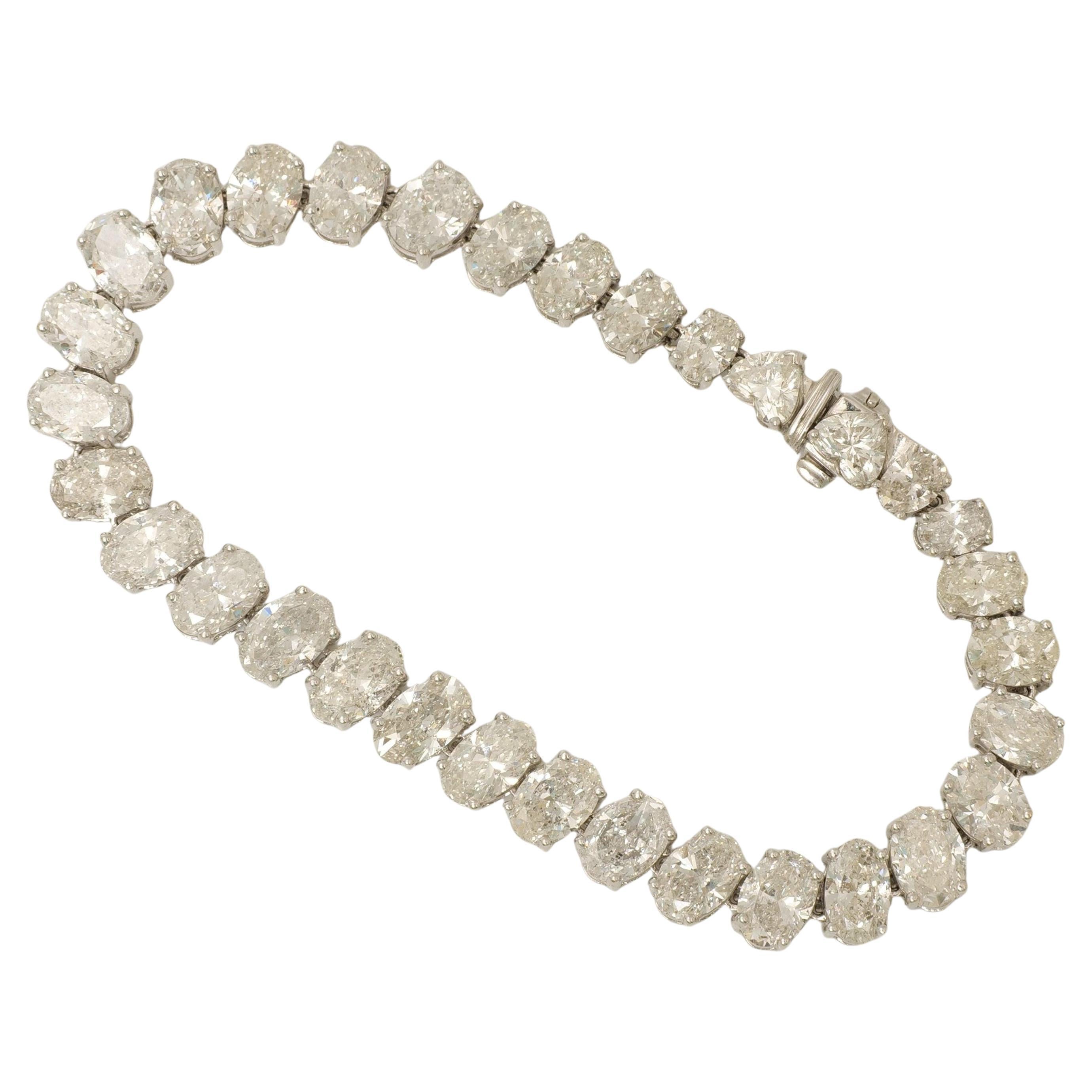 Oval Tennis Natural Diamond Bracelet in 14k Solid Gold (Certified) For Sale