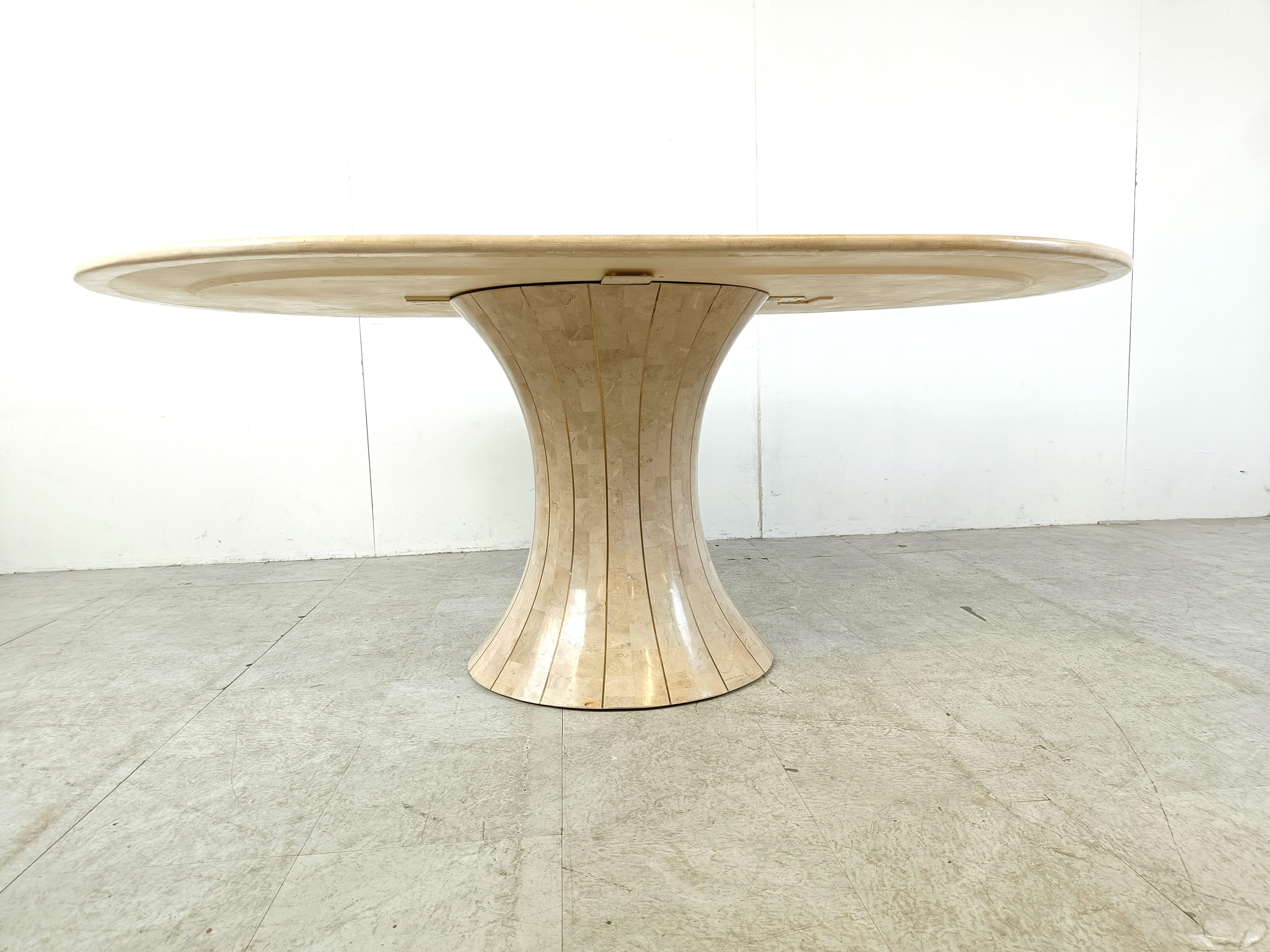 Oval tesselated stone dining table by Maithland smith, 1970s  2
