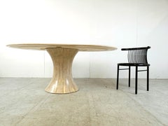 Oval tesselated stone dining table by Maithland smith, 1970s