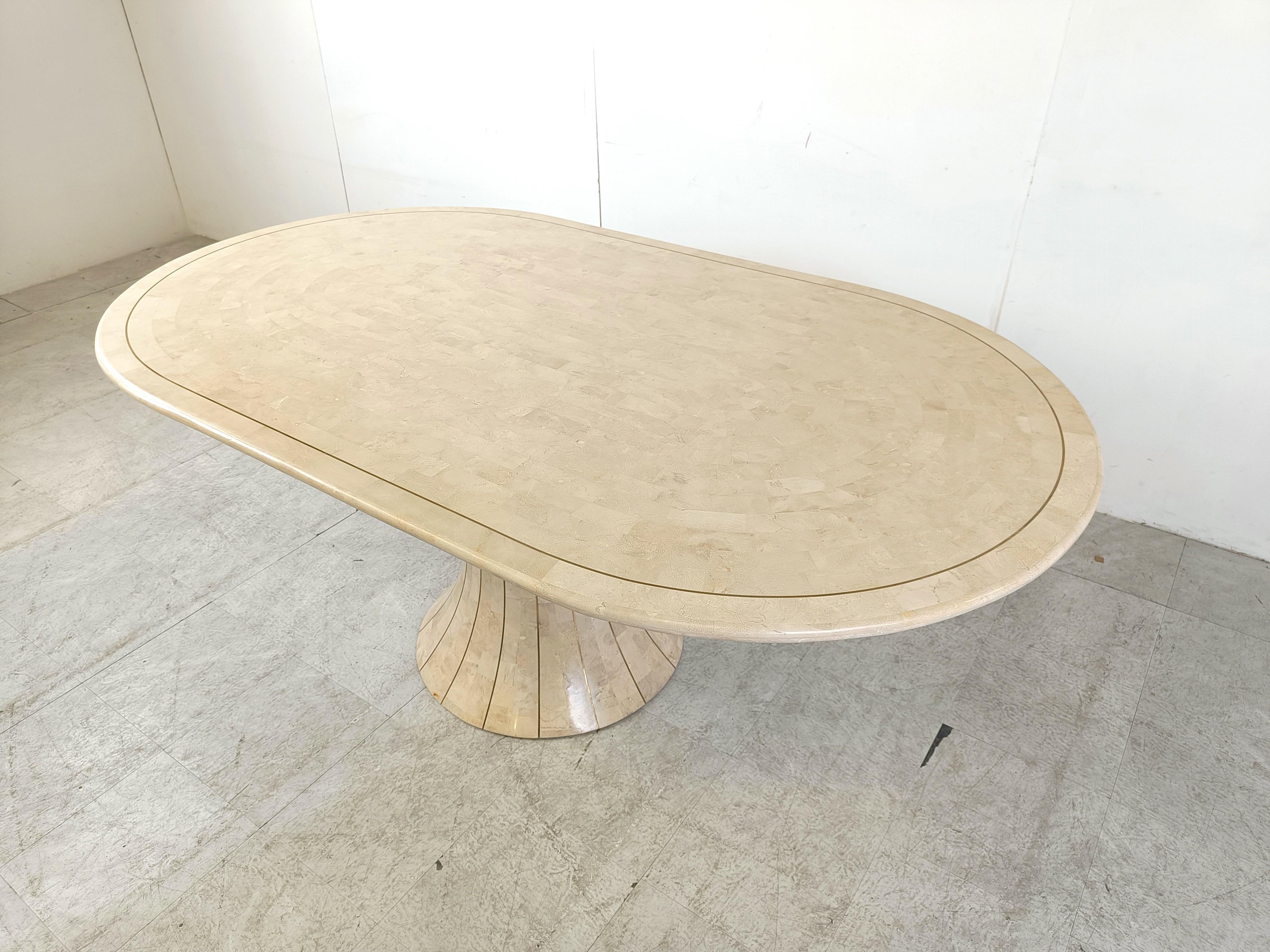 Hollywood Regency Oval tesselated stone dining table by Maithland smith, 1970s 