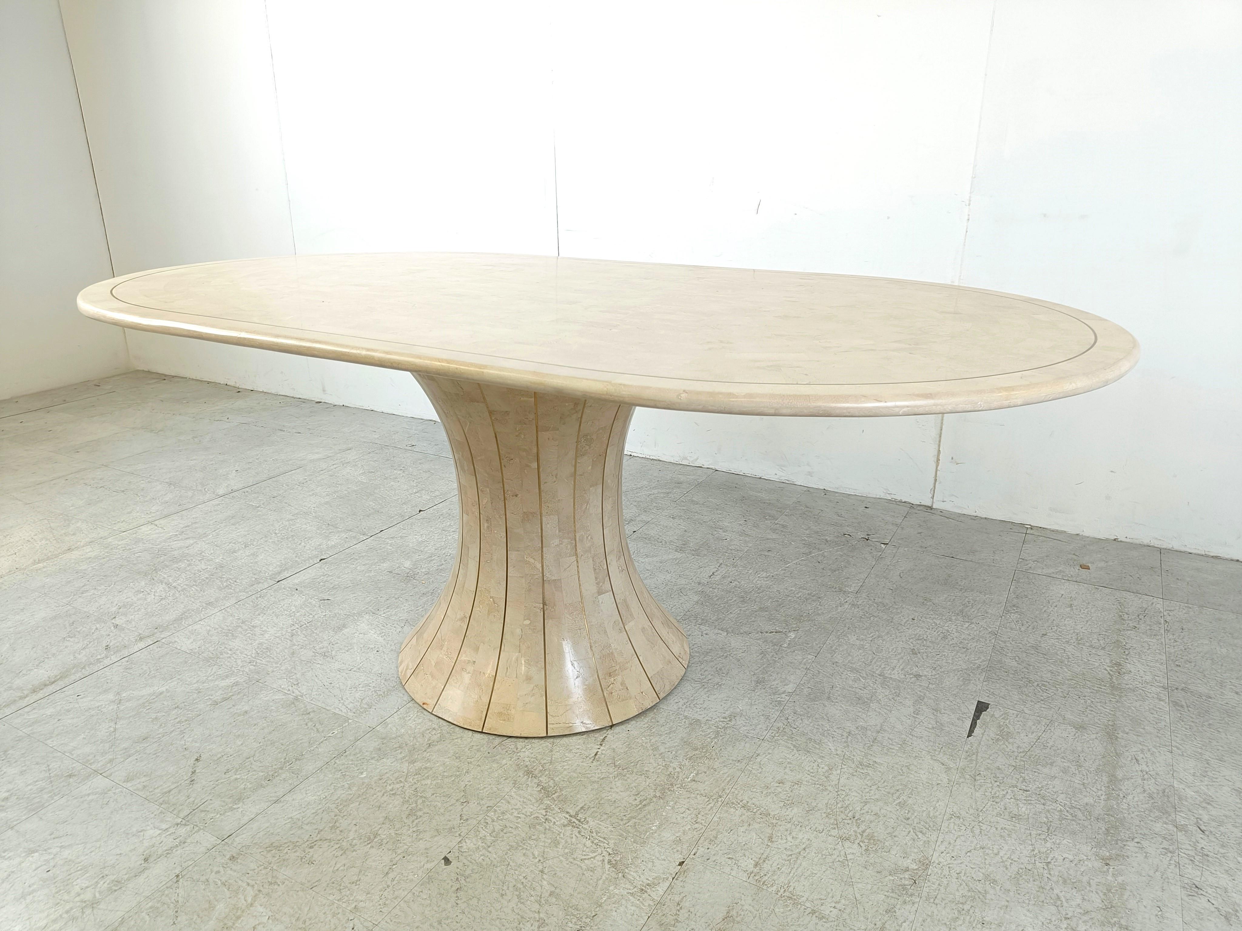 Philippine Oval tesselated stone dining table by Maithland smith, 1970s 