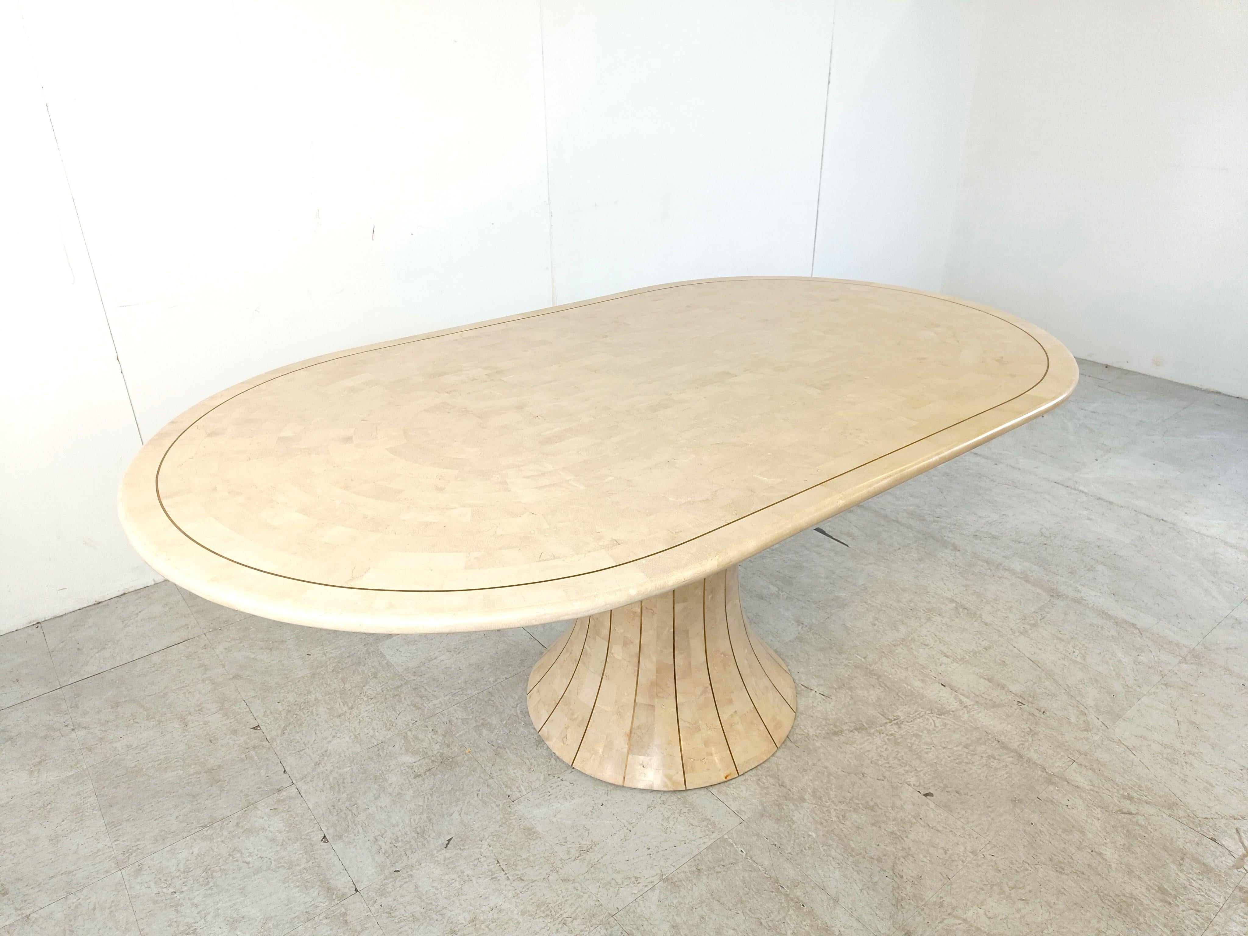 Late 20th Century Oval tesselated stone dining table by Maithland smith, 1970s 