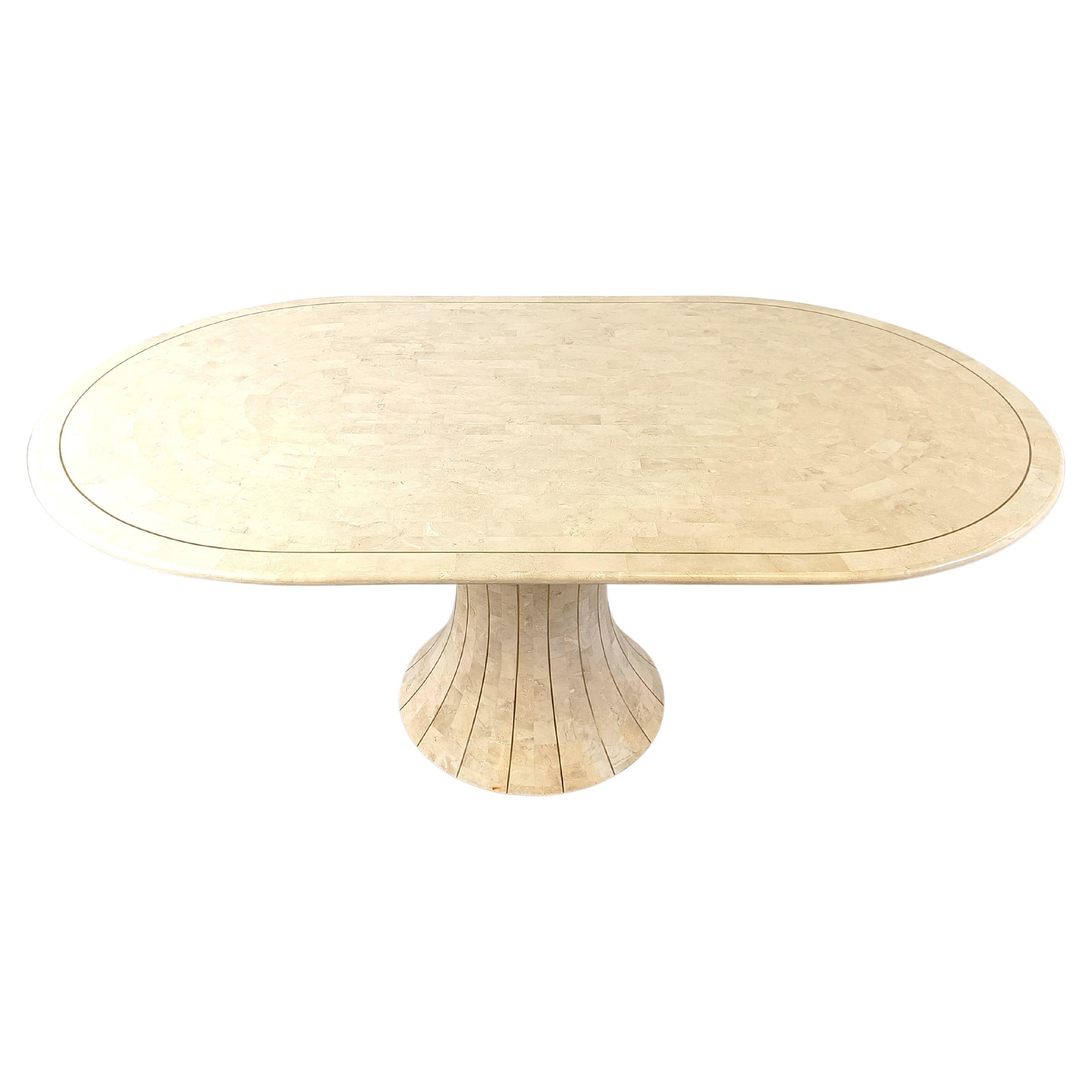 Oval tesselated stone dining table by Maithland smith, 1970s 