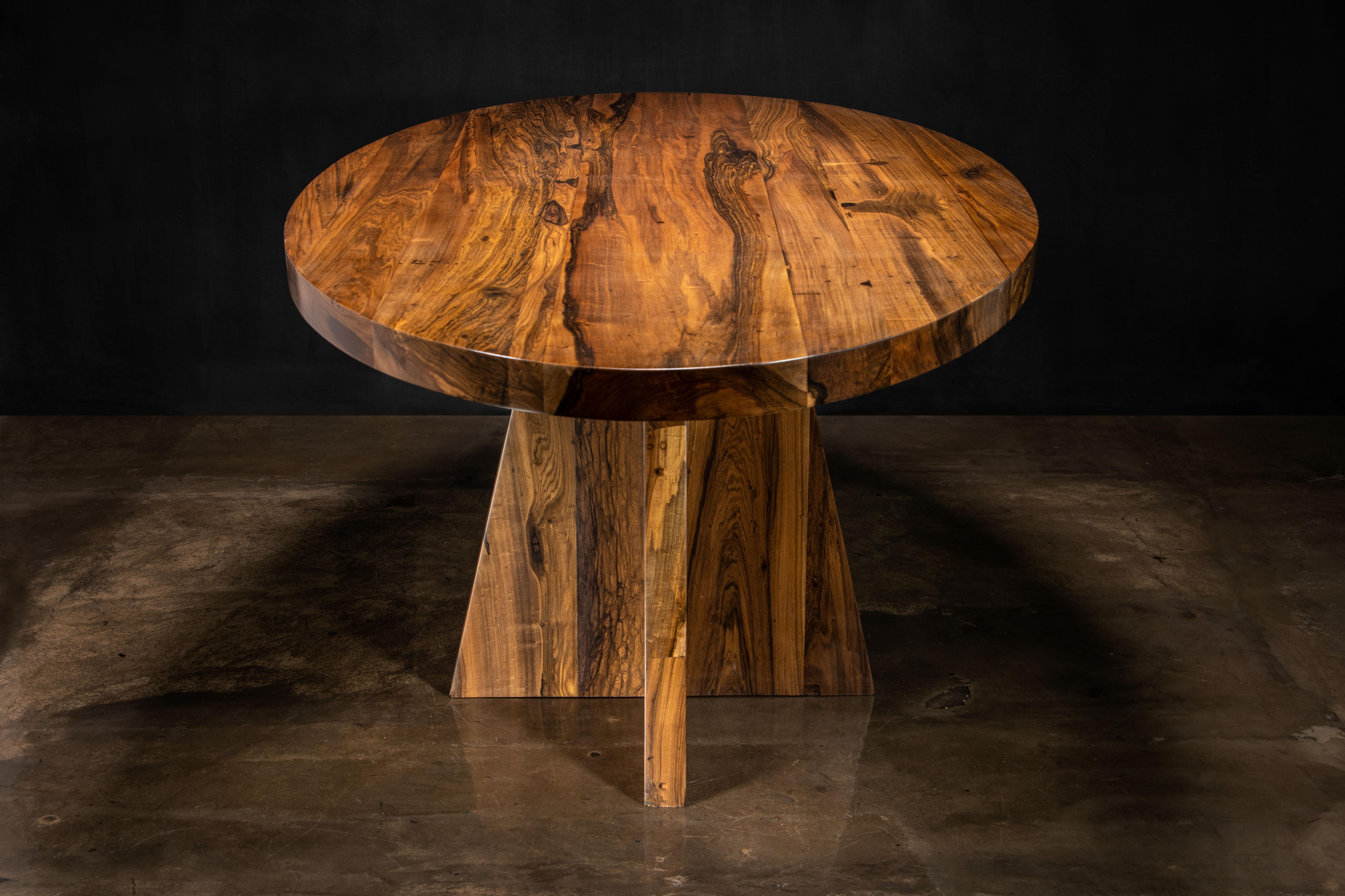 Argentine Oval Thick Solid Wood Pedestal Dining Table by Costantini, Luca, In Stock  For Sale