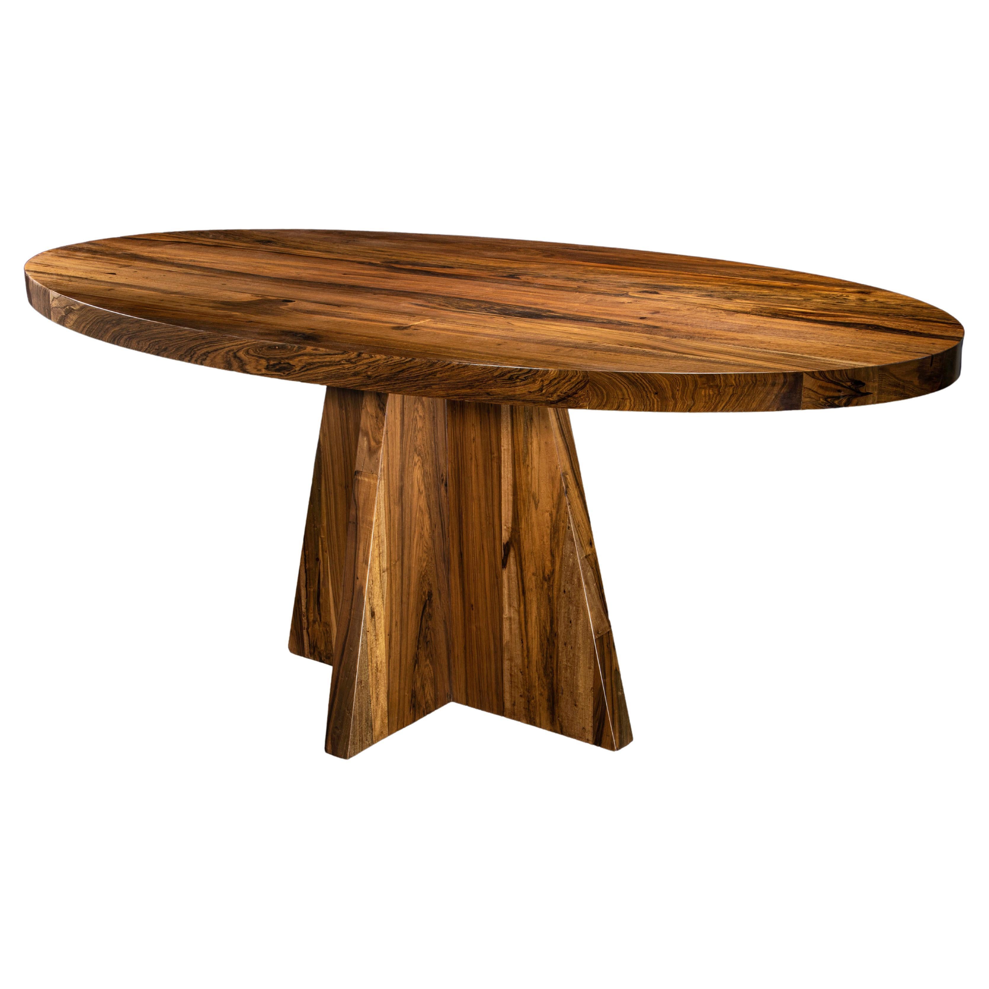 Oval Thick Solid Wood Pedestal Dining Table by Costantini, Luca, In Stock 
