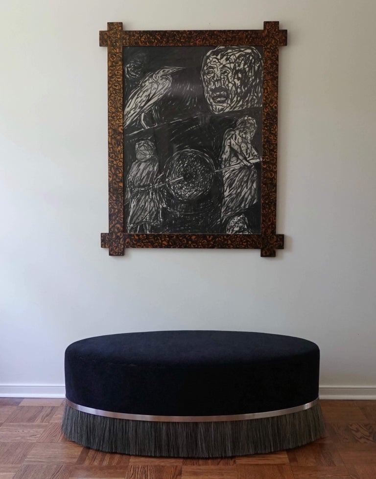 Konekt Thing Ottoman Oval with OilRubbed Bronze, Horse Hair and Velvet