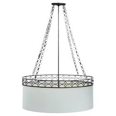 Oval Thomas Pheasant Baker Chandelier, Bronze Chain, Canopy, Italy, 52" to 70"H