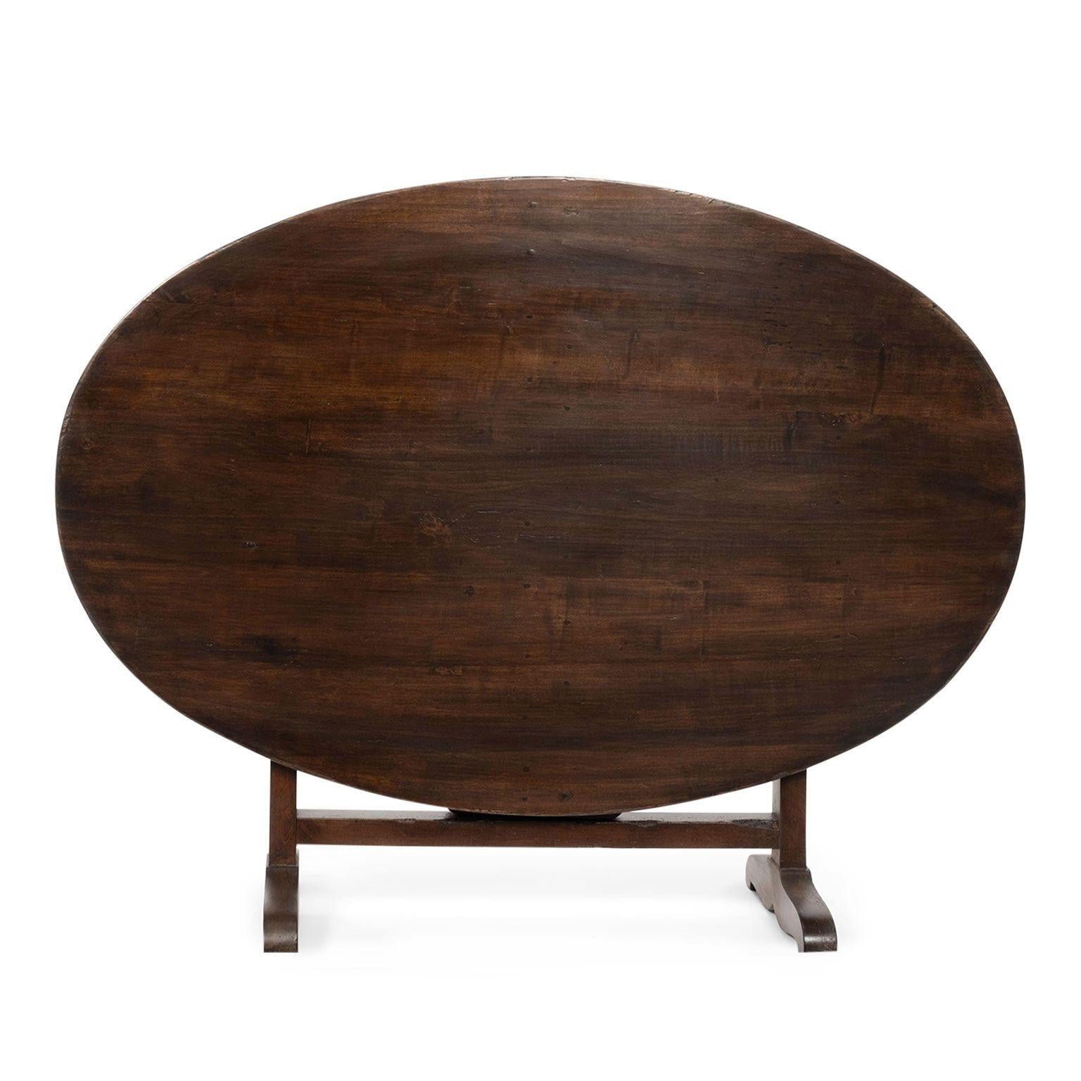 French Provincial Oval Tilt-Top Walnut Table For Sale