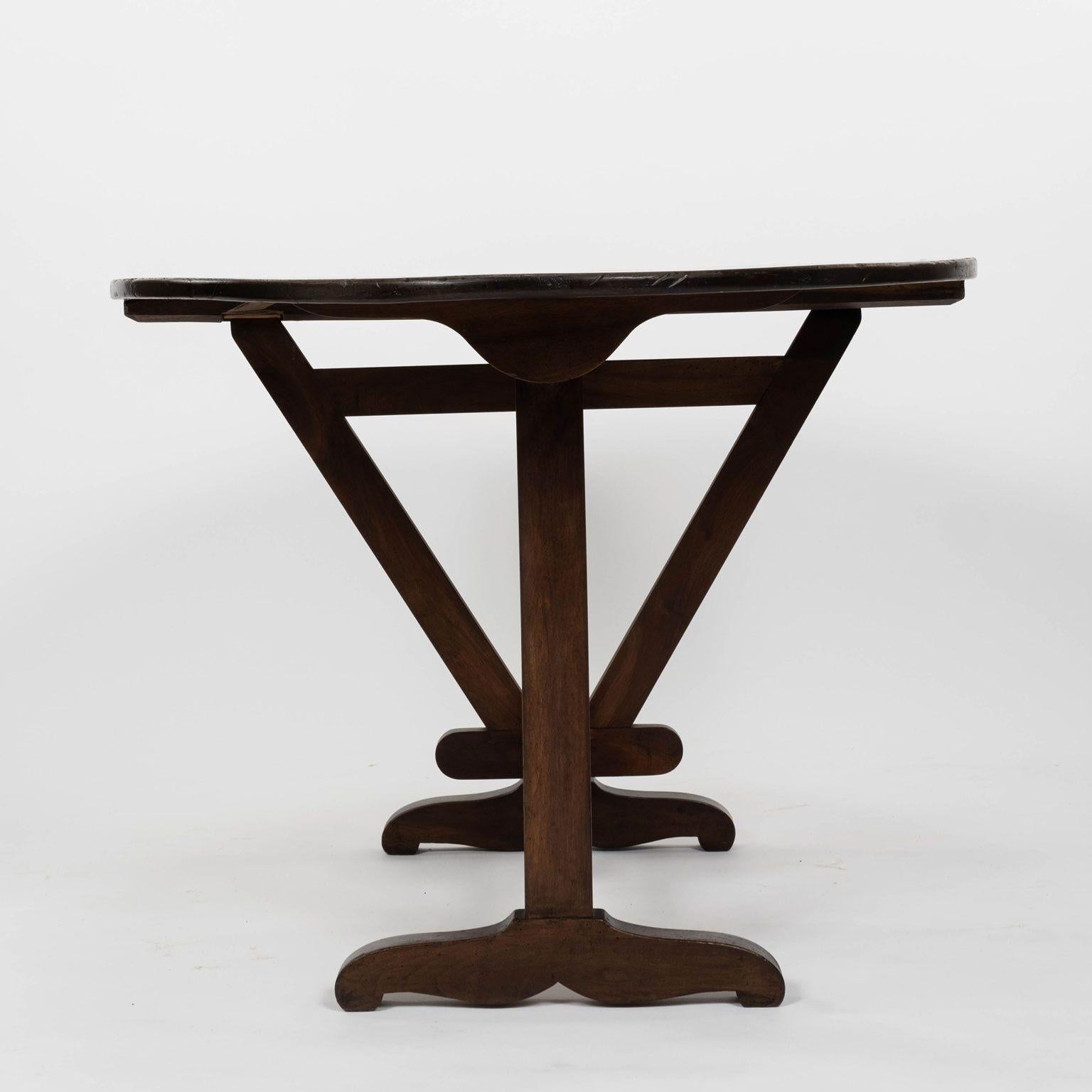 French Oval Tilt-Top Walnut Table For Sale
