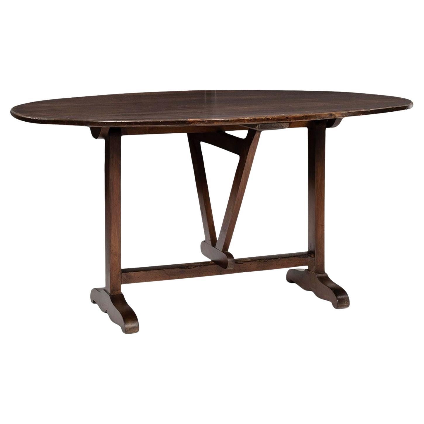 Oval Tilt-Top Walnut Table For Sale