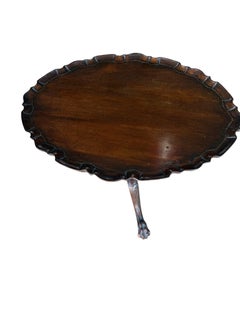 Oval Topped Piecrust Mahogany Tri Legged Side Table Circa 1800's
