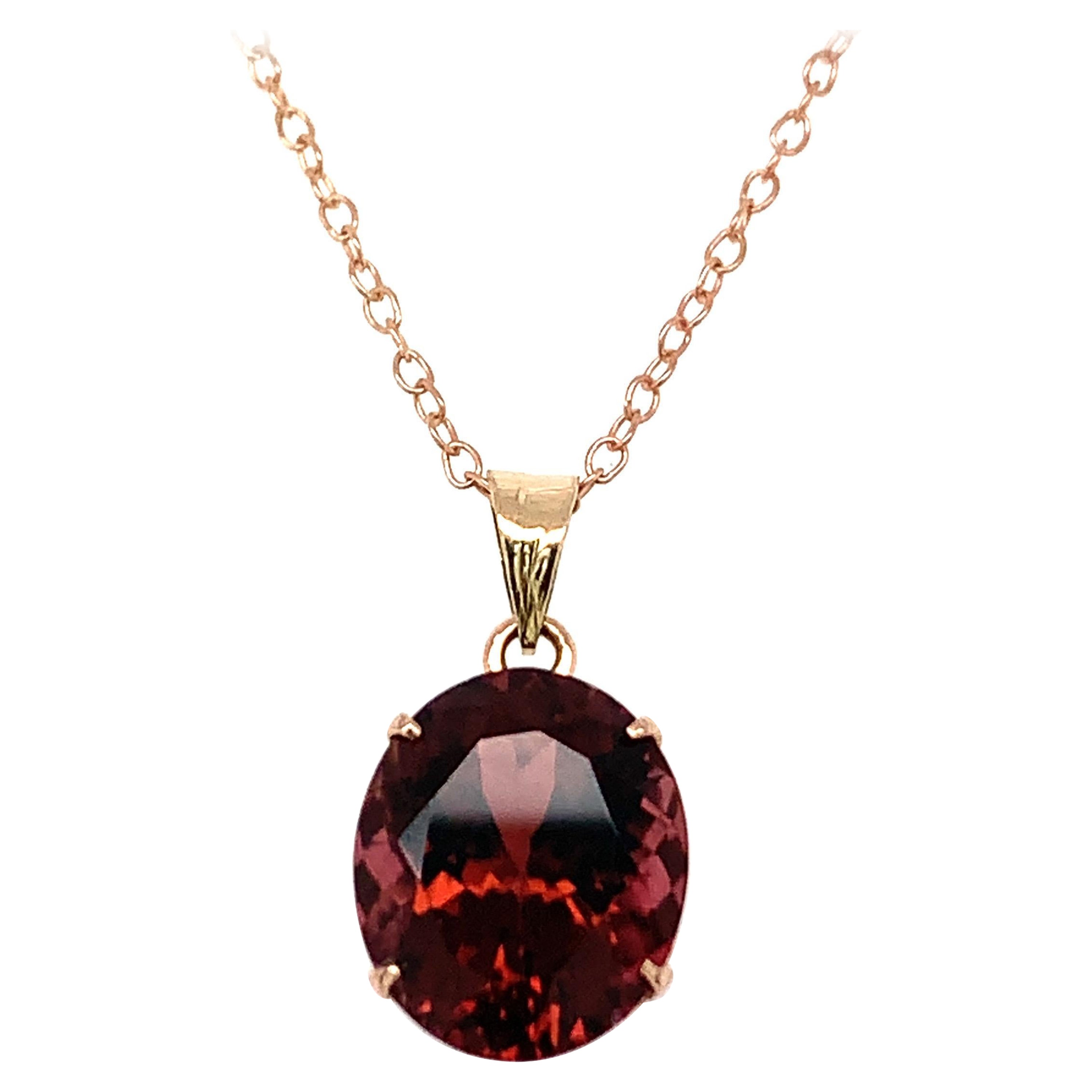 Oval Tourmaline 14K Yellow Gold Pendant