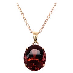 Oval Tourmaline 14K Yellow Gold Pendant