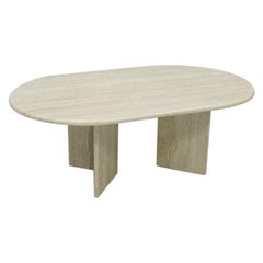 Oval Travertine Coffee Table, Italy, 1970s