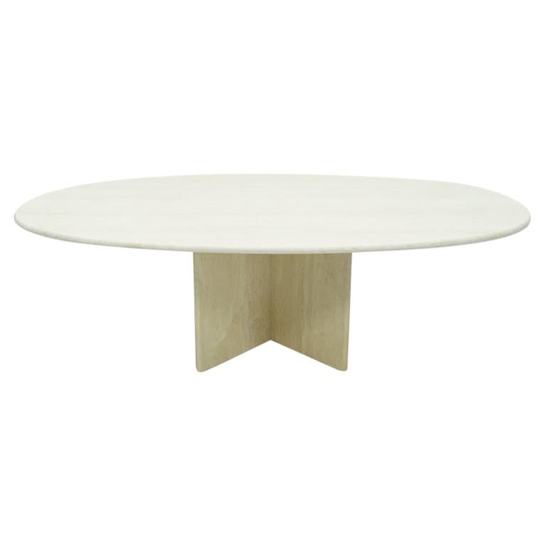 Oval Travertine Coffee Table, 1970s