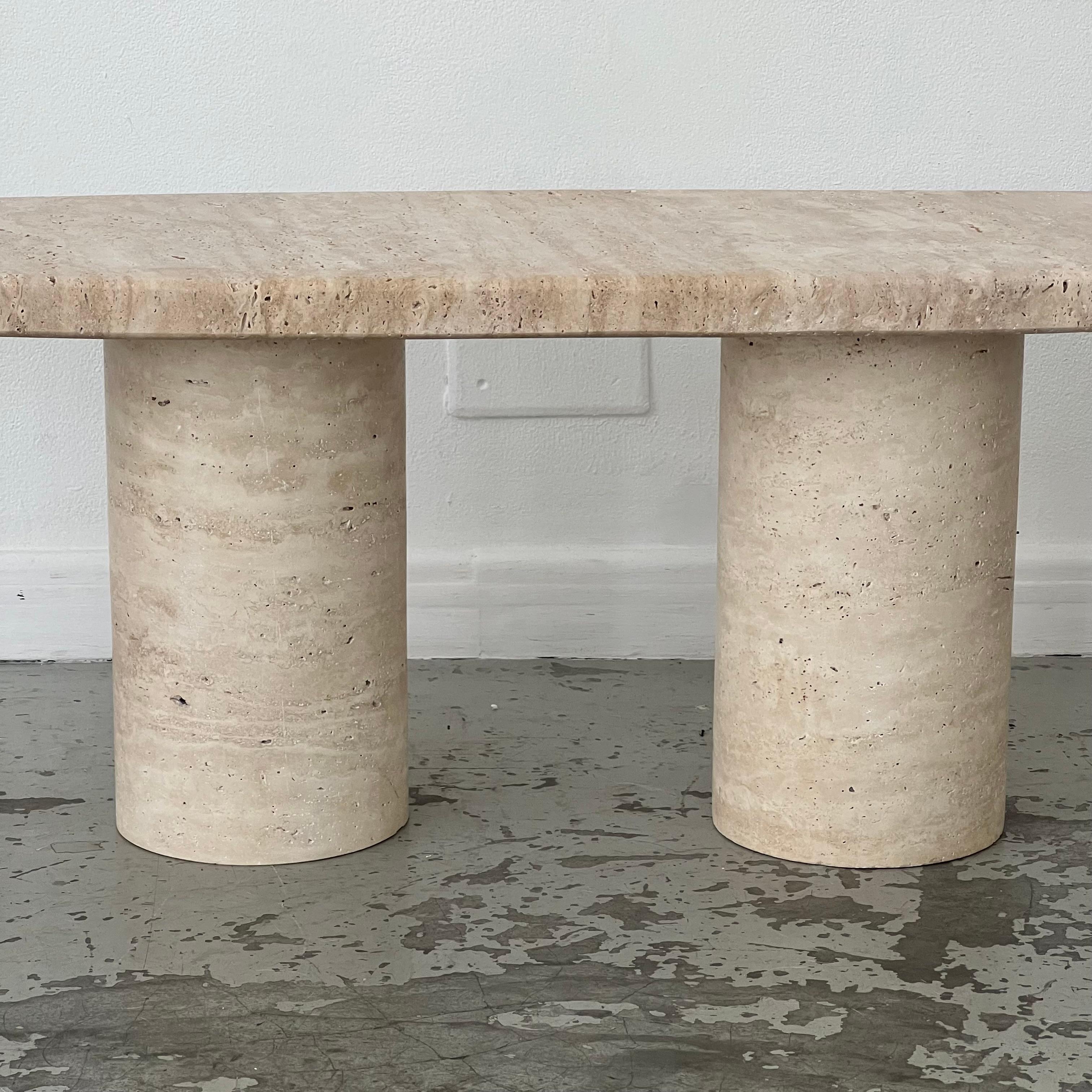 Oval travertine coffee table 6