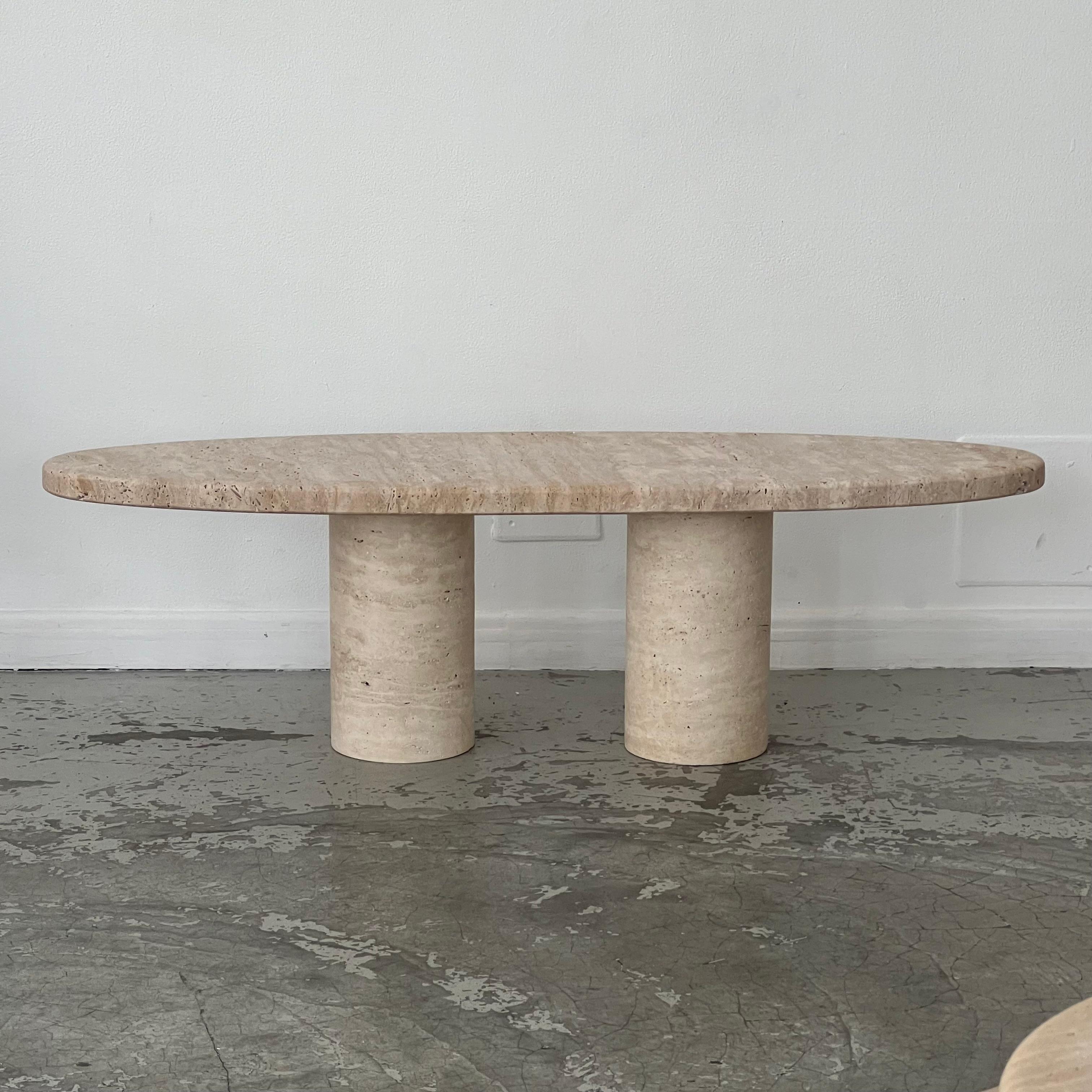 Mid-Century Modern Oval travertine coffee table