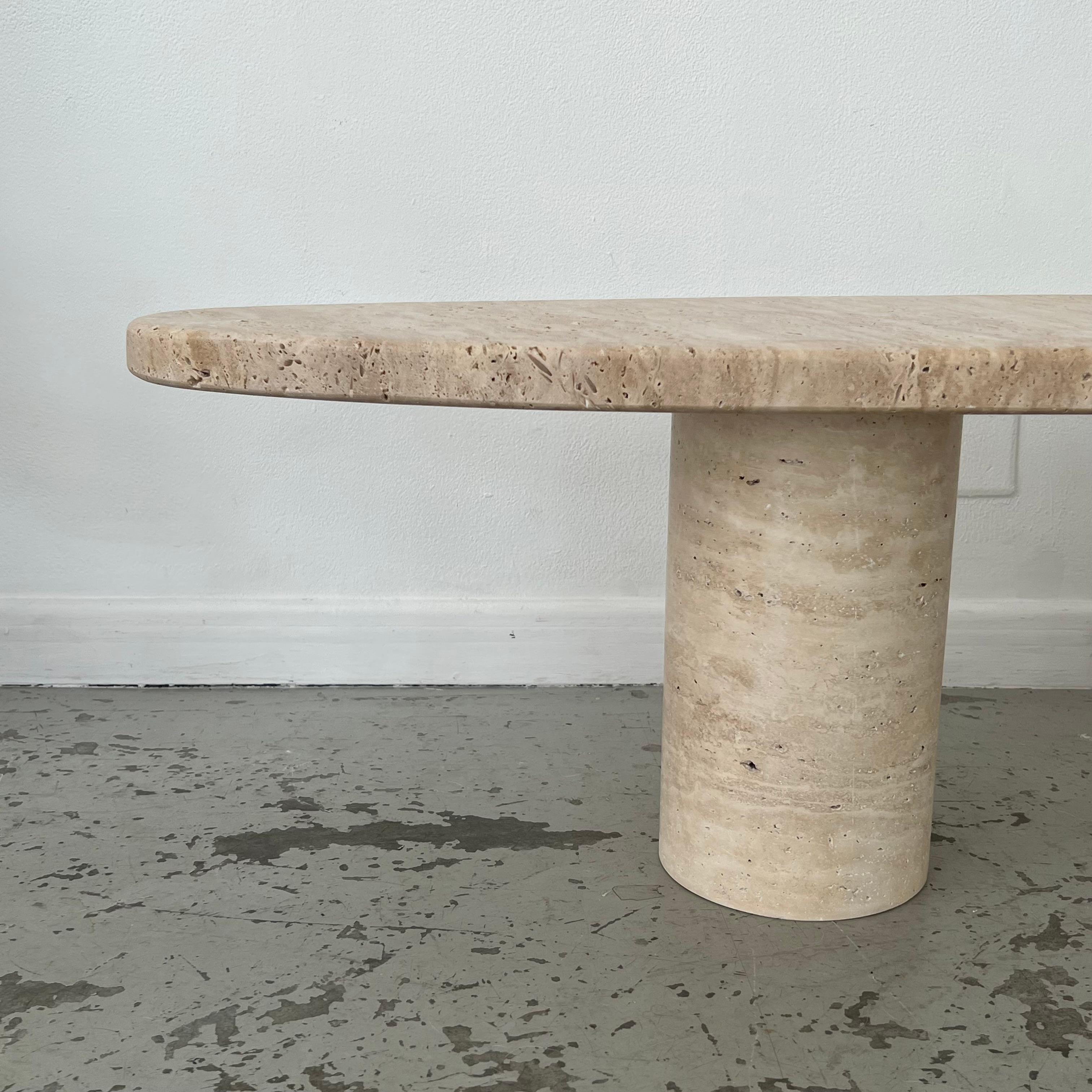 Contemporary Oval travertine coffee table