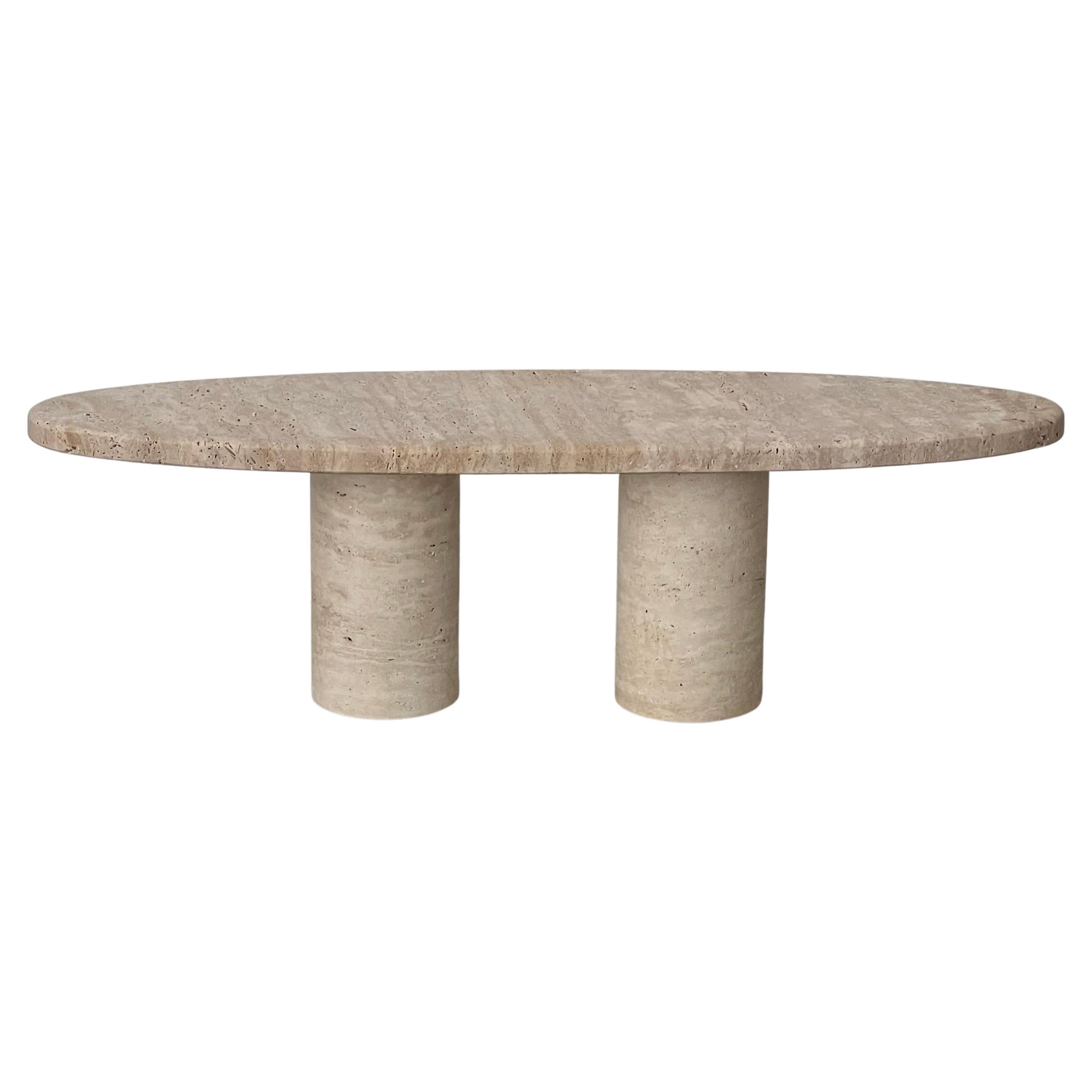 Oval travertine coffee table