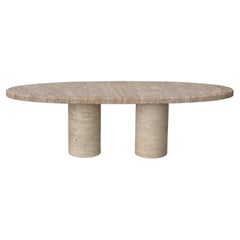 Oval travertine coffee table