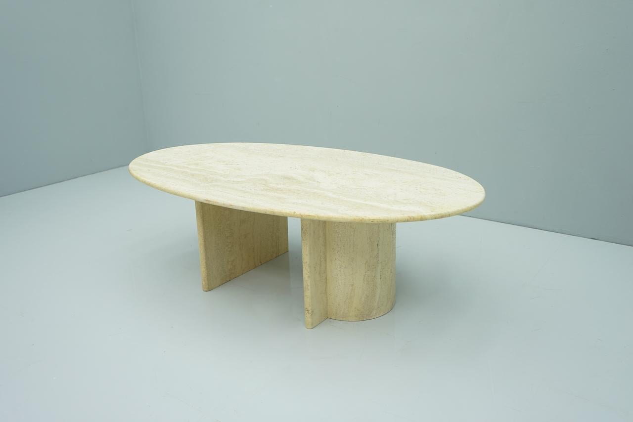 travertine oval coffee table
