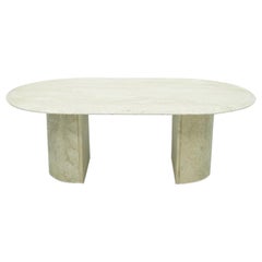 Oval Travertine Coffee Table, Italy, 1970s