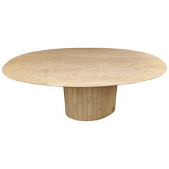Vintage Oval Travertine Dining Table, 1970s