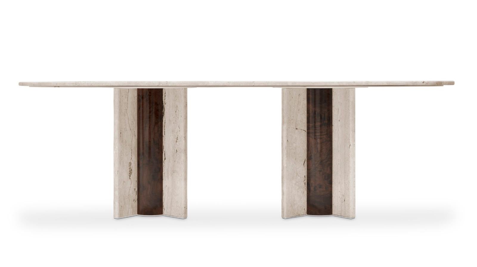 Oval Travertine Dining Table 