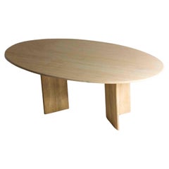 Oval travertine dining table, Italy 1970s